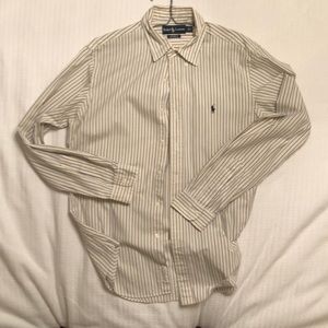 White Striped Polo Dress Shirt